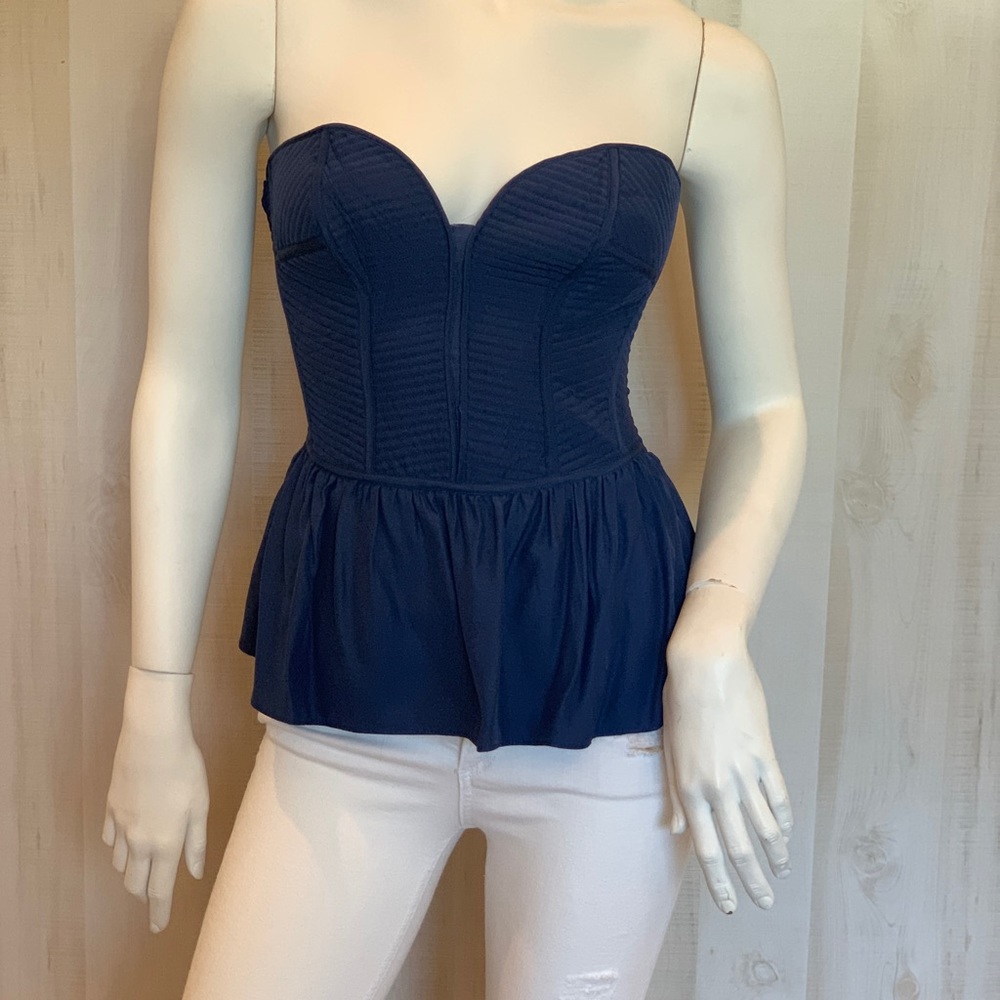 Navy Parker Penelope silk bustier top XS